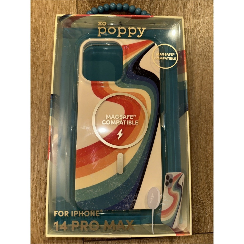 Xo Poppy Phone Case For Iphone 14 Pro Max Wavy Rainbow Magsafe Full Coverage‎